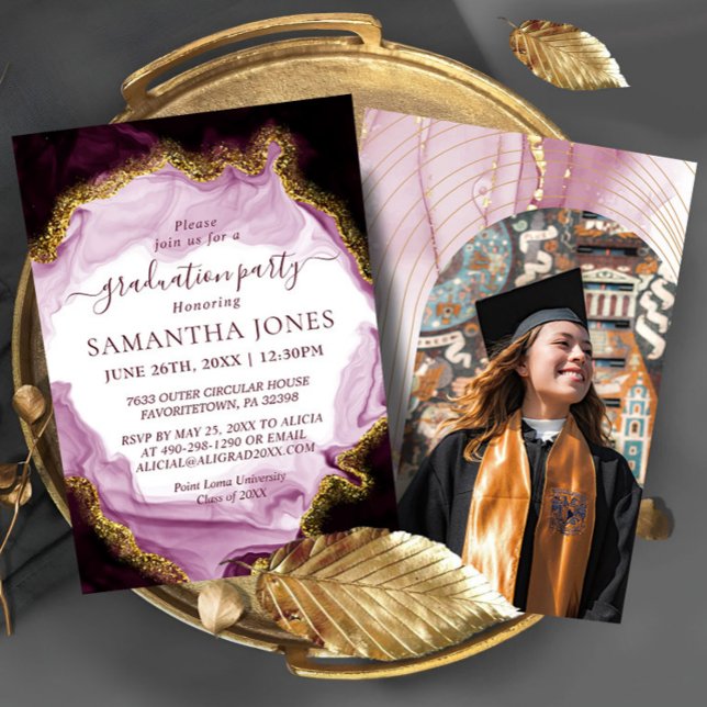 Convites Graduação de Caligrafia por Aquarela com Glitter (Criador carregado)