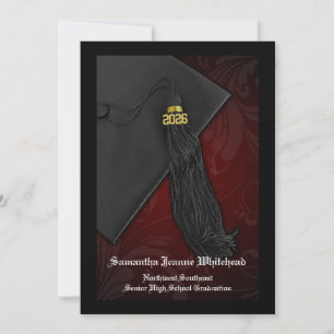 Convites Graduação de Charme Maroon Red Tassel em 2025