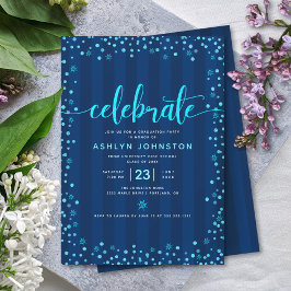 Convites Graduação de cinzas quentes com script de brilho a