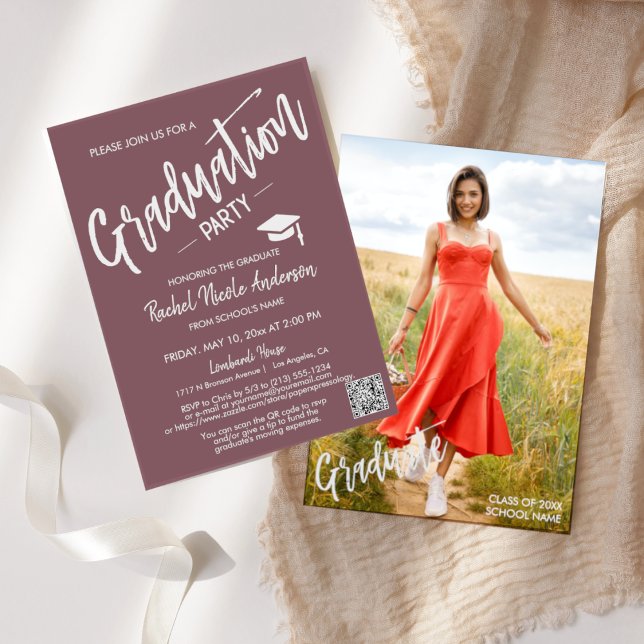 Convites Graduação de Código QR Roxo Dusty (Criador carregado)