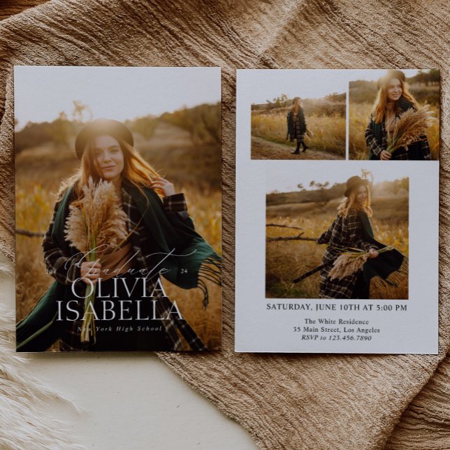 Convites Graduação de Colagem de Fotos Clássica Moderna Min (Criador carregado)