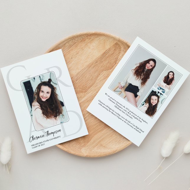 Convites Graduação de Colagem de Fotos de Script Simples Mo (Criador carregado)