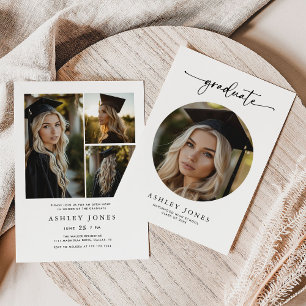 Convites Graduação de Colagem de Fotos do Formando de Scrip