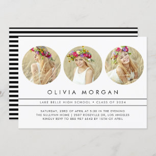 Convites Graduação de Colagem de Fotos em Três Círculos