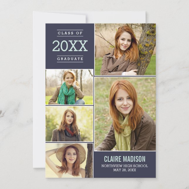 Convites Graduação de COR EDITÁVEL de Colagem Encantadora (Frente)