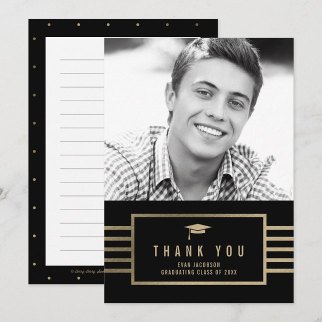 Convites Graduação de COR EDITÁVEL PARA Boné Dourado Obriga (Frente/Verso)