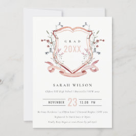 Convites Graduação de Crest Crest, Cor de Água, Cor-de-Lobr