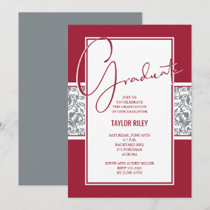 Convites Graduação de Damas de Cinza Crimson