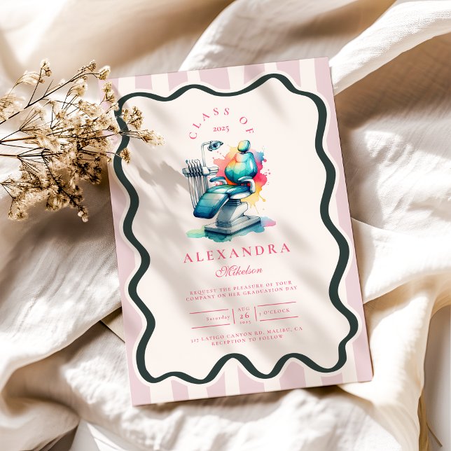 Convites Graduação de Dentista Feminina com Aquarelas de Fo (Criador carregado)
