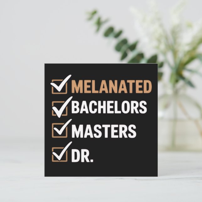 Convites Graduação de Doutorado Melanizado PhD EDD Bacharel (Em pé/Frente)