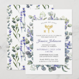 Convites Graduação de Enfermagem de Lavandas Eucalyptus Aqu