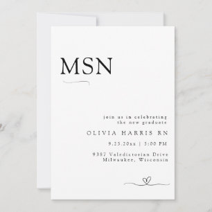 Convites Graduação de Enfermagem de Tipografia Minimalista