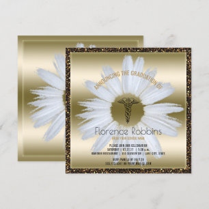 Convites Graduação de Enfermeira RN  Cerimônia Dourada d