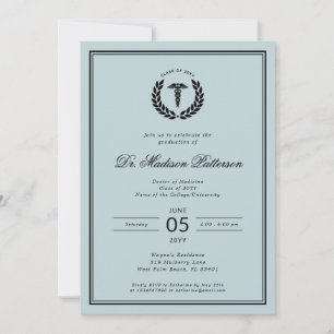 Convites Graduação de Faculdade de Medicina Elegante e Mini