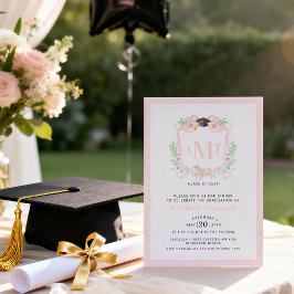 Convites Graduação de Faixa de Opções | 3 Letra Pink Monogr