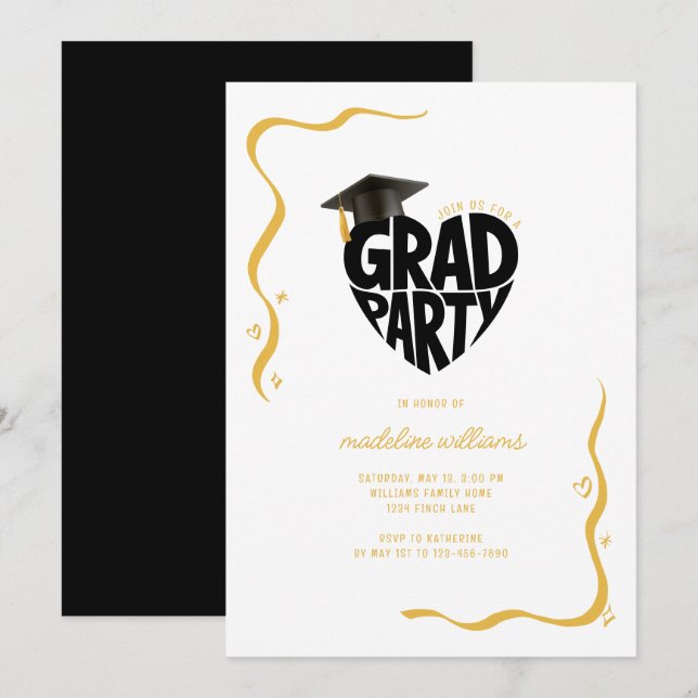 Convites Graduação de Festas de Formando Cardíaco (Frente/Verso)