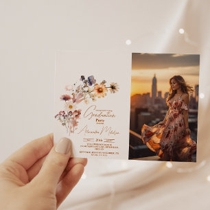 Convites Graduação de Flor Selvagem Moderna de Foto