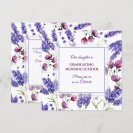 Convites Graduação de Flores de Aquarela Púrpura Quadrada
