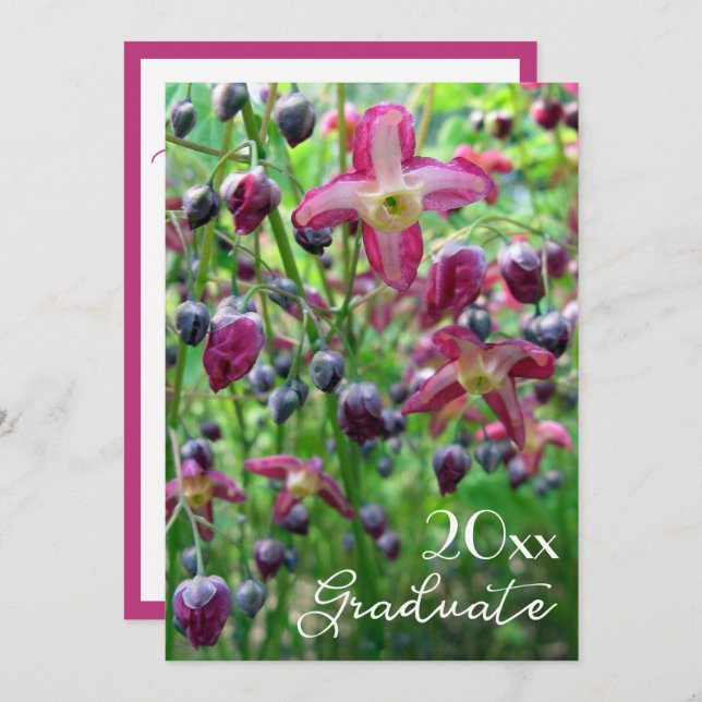 Convites Graduação de Flores e Buds bonito (Frente/Verso)