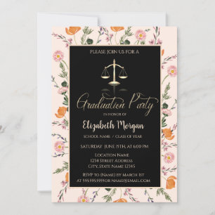 Convites Graduação de Flores Selvagens em Escala de Justiça