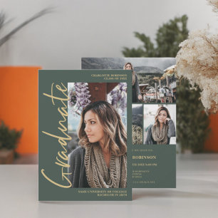 Convites Graduação de formando esmerald verde