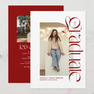 Convites Graduação de formando vermelho moderno em tendênci