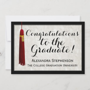 Convites Graduação de Formandos Parabéns Maroon Tassel