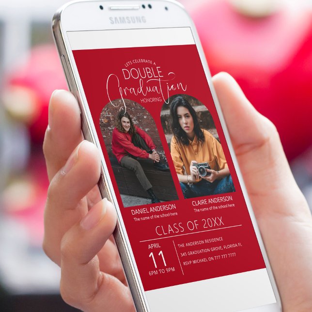 Convites Graduação de Foto Arranjada com Formando Duplo (Criador carregado)