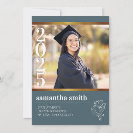 Convites Graduação de Foto Azul Moderno