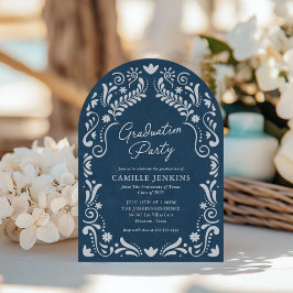 Convites Graduação de Foto Azul Papel Picado