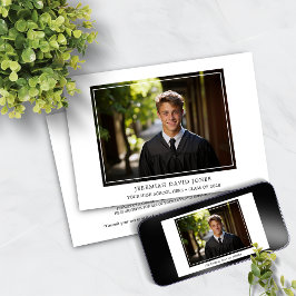 Convites Graduação de Foto Branca Simples Moderna