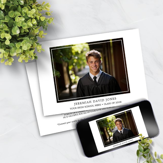 Convites Graduação de Foto Branca Simples Moderna (Criador carregado)