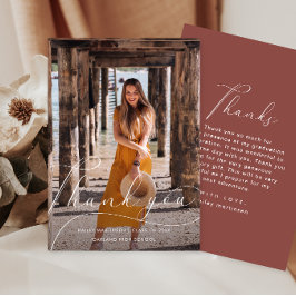 Convites Graduação de Foto Burgundy do Script Elegante Obri