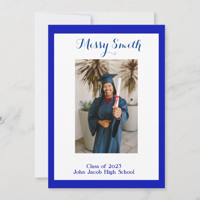 Convites Graduação de Foto, Classe de Azul 2023 (Frente)