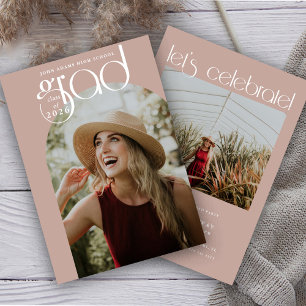 Convites Graduação de Foto com Dusty Pink 2 em Tipografia M