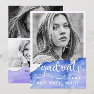 Convites Graduação de Foto com Script de Na moda Moderno 