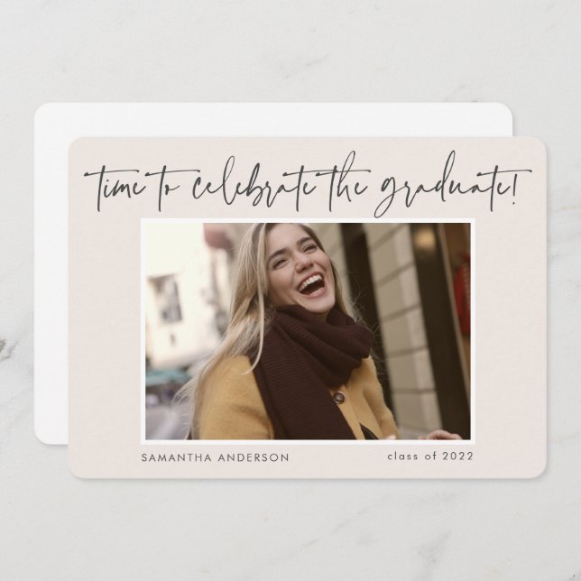 Convites Graduação de Foto com Script Manuscrito Moderno 20 (Frente/Verso)