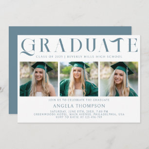 Convites Graduação de Foto com Tipografia Clássica Minimali
