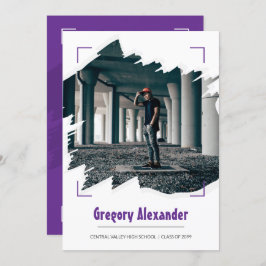 Convites Graduação de Foto de Abstrato Brushbird Edgy Roxo