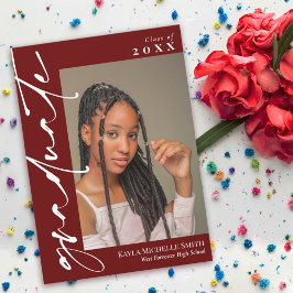 Convites Graduação de Foto de Caligrafia Branca Burgundy