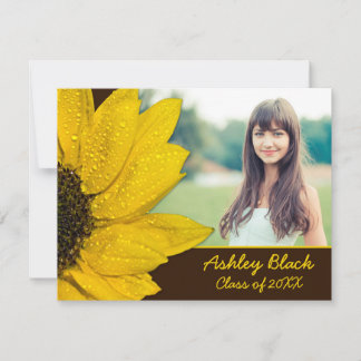 Convites Graduação de Foto de Flor Amarelo-Castanho