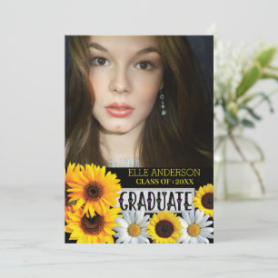 Convites Graduação de Foto de Girassol Moderno