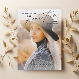 Convites Graduação de Foto de Script Elegante