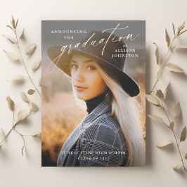 Convites Graduação de Foto de Script Elegante