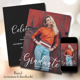 Convites Graduação de Foto de Script Elegante