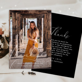 Convites Graduação de Foto de Script Elegante Obrigado Pret