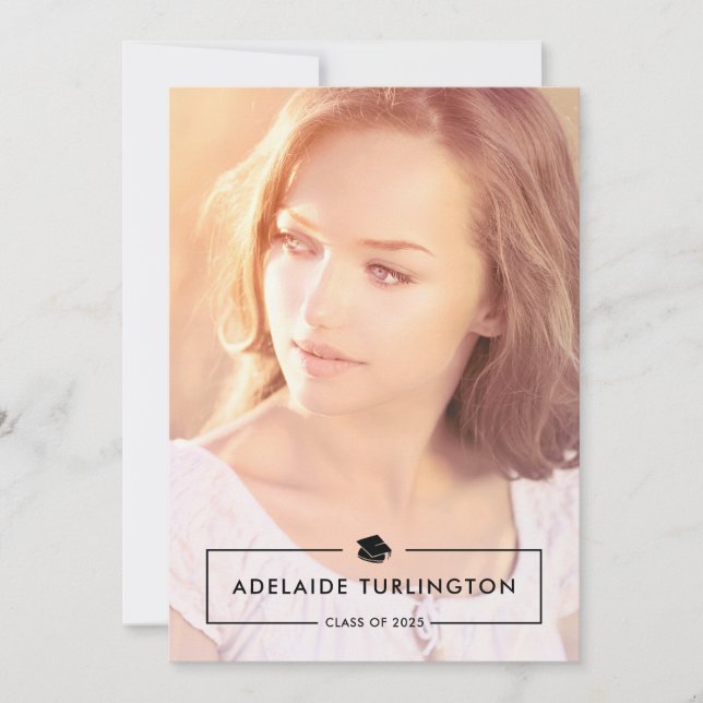 Convites Graduação de Foto do Cheio de Sobreposição Preta M (Frente)