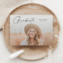 Convites Graduação de Foto do Formando de Script Moderno