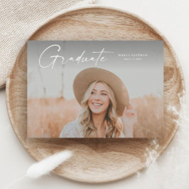 Convites Graduação de Foto do Formando de Script Moderno