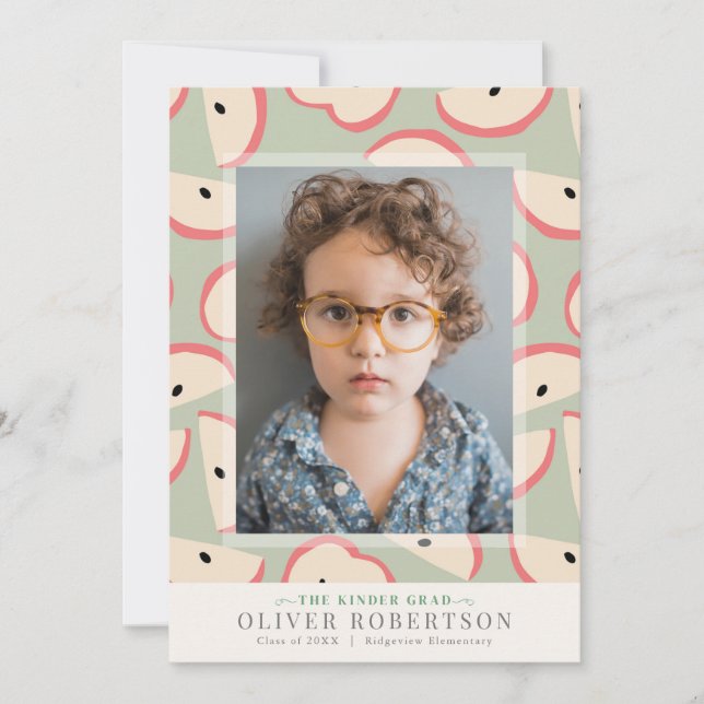 Convites Graduação de Foto do Jardim Infantil Verde (Frente)